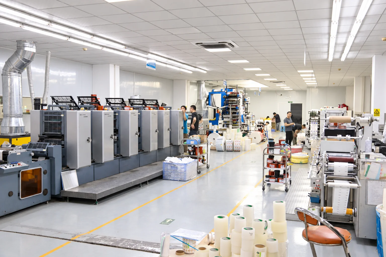 label printing equipment and workshop